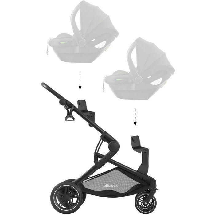 HAUCK - Double Stroller - Atlantic Twin - 4 Wheels - Heather Grey