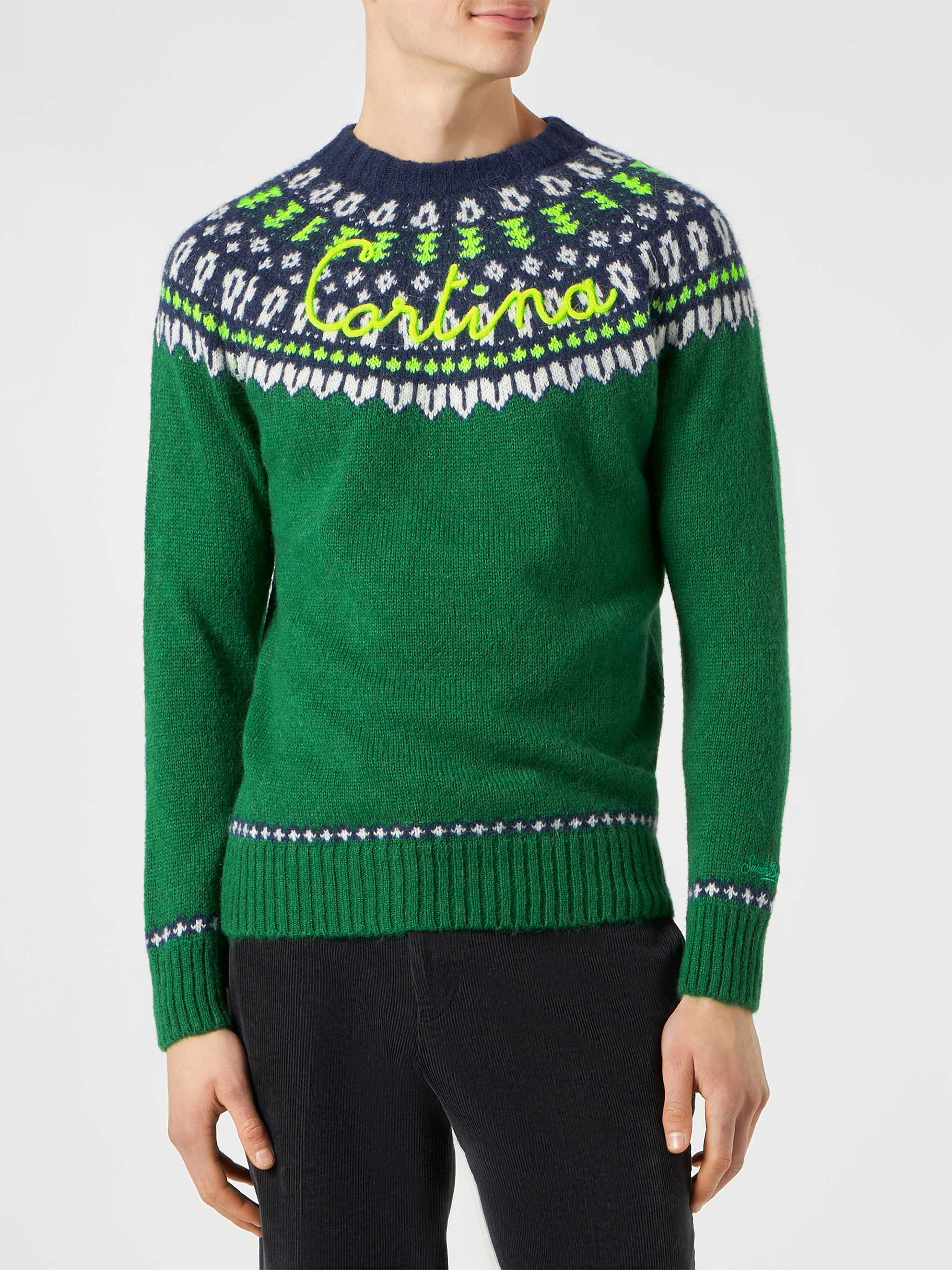 Jersey de hombre cepillado con jacquard islandés