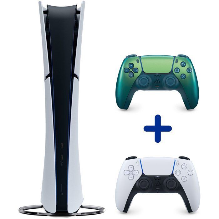 Pack PS5 Digitale (sans lecteur CD) : Console PlayStation 5 (Slim) + Fortnite® Flowering Chaos + 2ème manette DualSense Chroma Teal