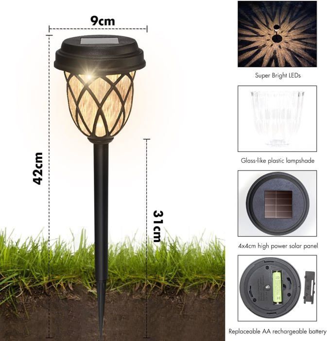 Luces solares exteriores de 6 piezas, iluminación solar exterior automática, luces solares impermeables para jardín, para