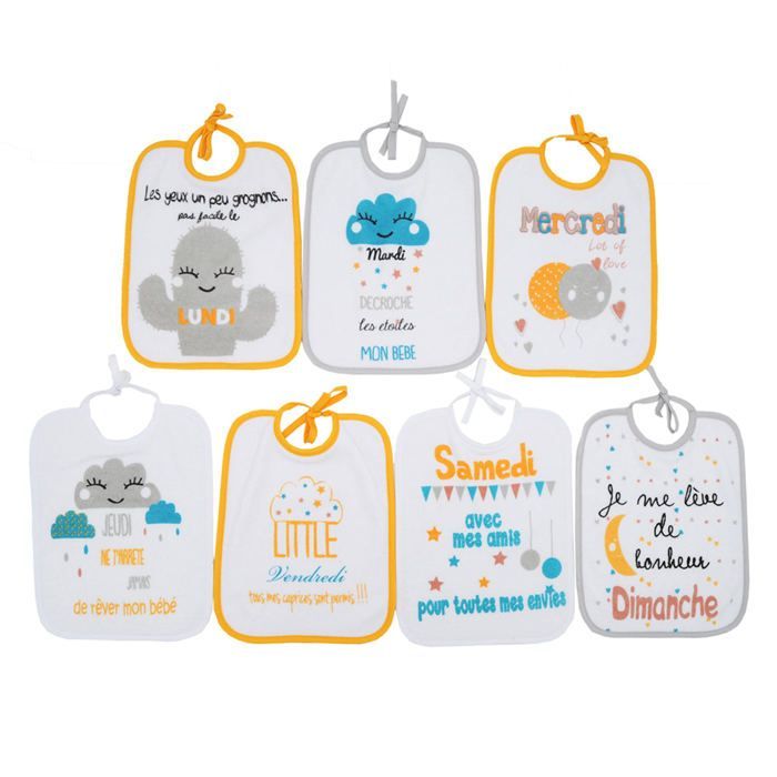 BABYCALIN Set mit 7 Neugeborenen-Lätzchen