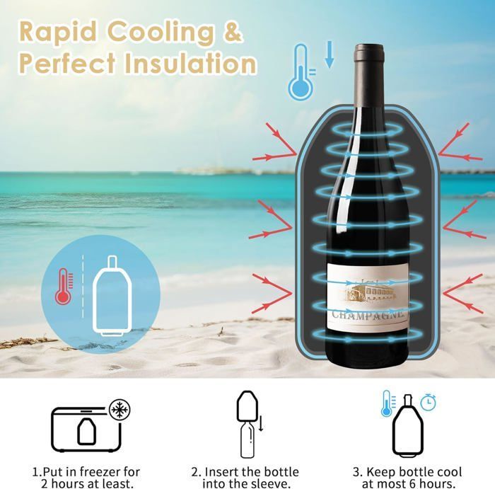 Rapid Wine Bottle Cooler, Insulated Cooling Bag, Ideal for Keeping Wine Fresh and at the Right Temperature