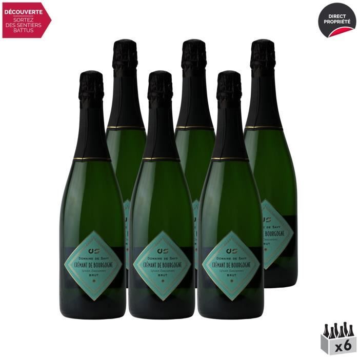 Crémant de Bourgogne Brut Blanc - Caja de 6 x 75cl - Domaine de Savy - Vino Espumoso AOC Blanc de Bourgogne - Variedad de Uva Chardonnay