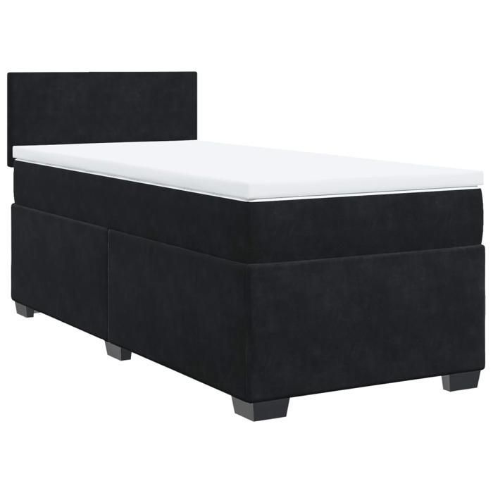 Struttura letto con materasso - Maison Exclusive - Nero - 80x200 cm - Velluto - Massimo relax