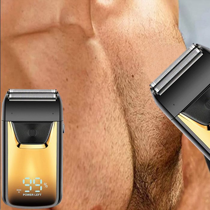 Electric razor for wet and dry use, dual removable U-shaped blades, fast charging, portable beard razor, floating trimmer