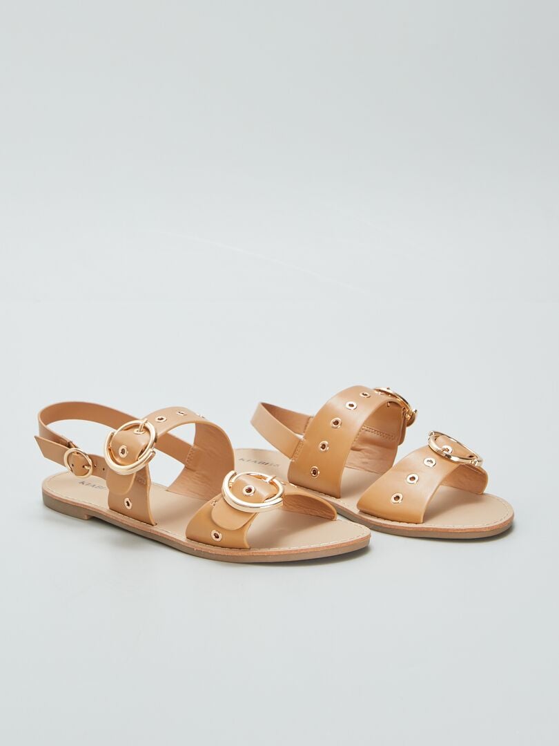 Sandalen met studs op de bandjes - BRUIN