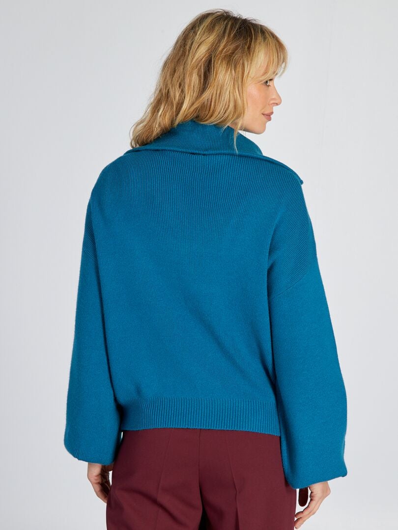 Jersey de cuello alto con cremallera - AZUL