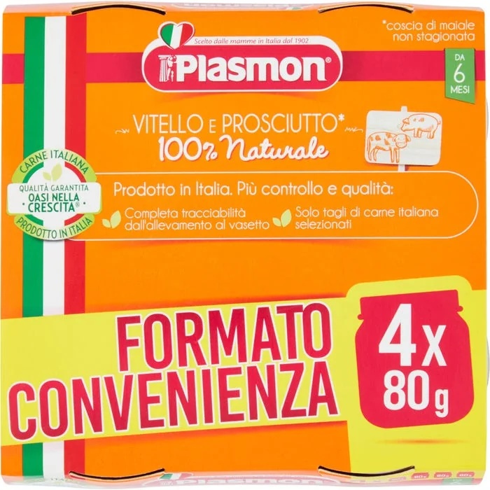 PLASMON Plasmon Gehomogeniseerd kalfsvlees - ham 4 x 80 g Babyvoeding