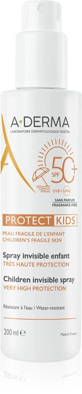 A-Derma Protect Kids Children Invisible Spray apsauginis apsauginis losjonas nuo saulės SPF 50+ vaikams