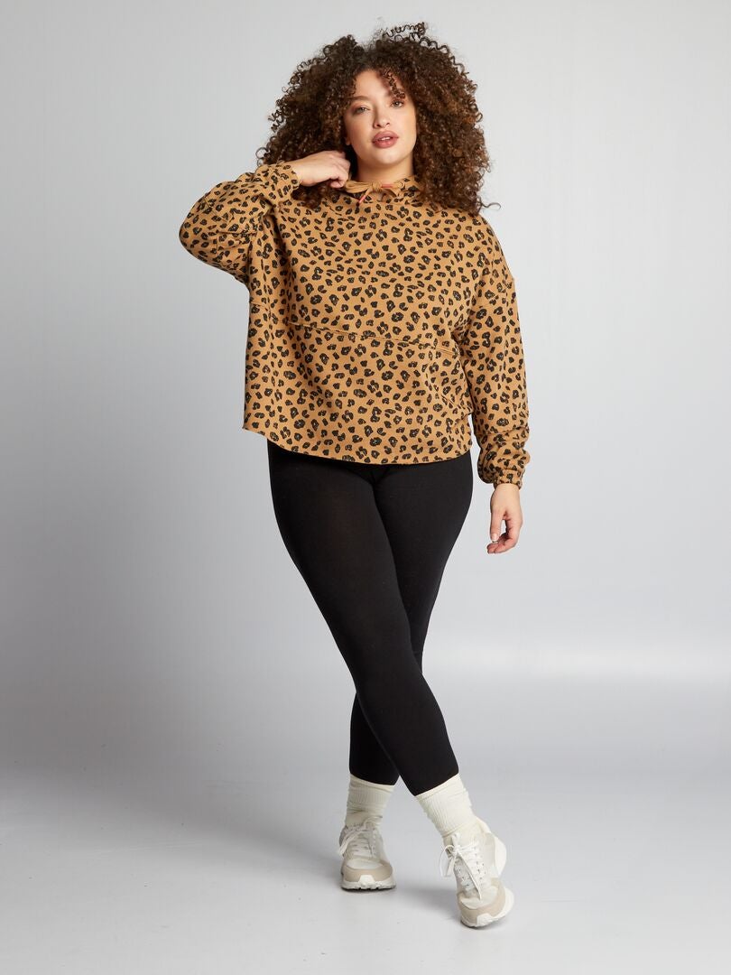 Hoodie met luipaardprint - BRUIN