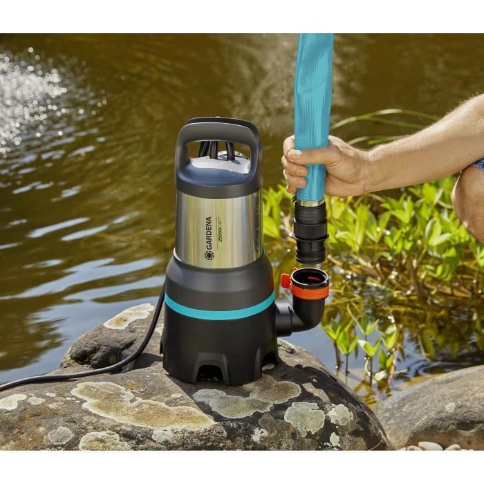 Pompe d'évacuation eau chargée 25000 GARDENA  1100W – Débit max 25000l/h & pression max 1.1bar – Extension garantie 5 ans (9046-20)