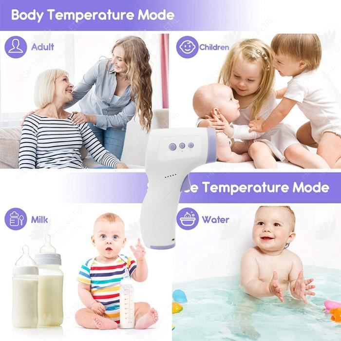 HTBE® Thermomètre frontal portatif Thermomètre électronique Thermomètre infrarouge sans contact pour le corps humain