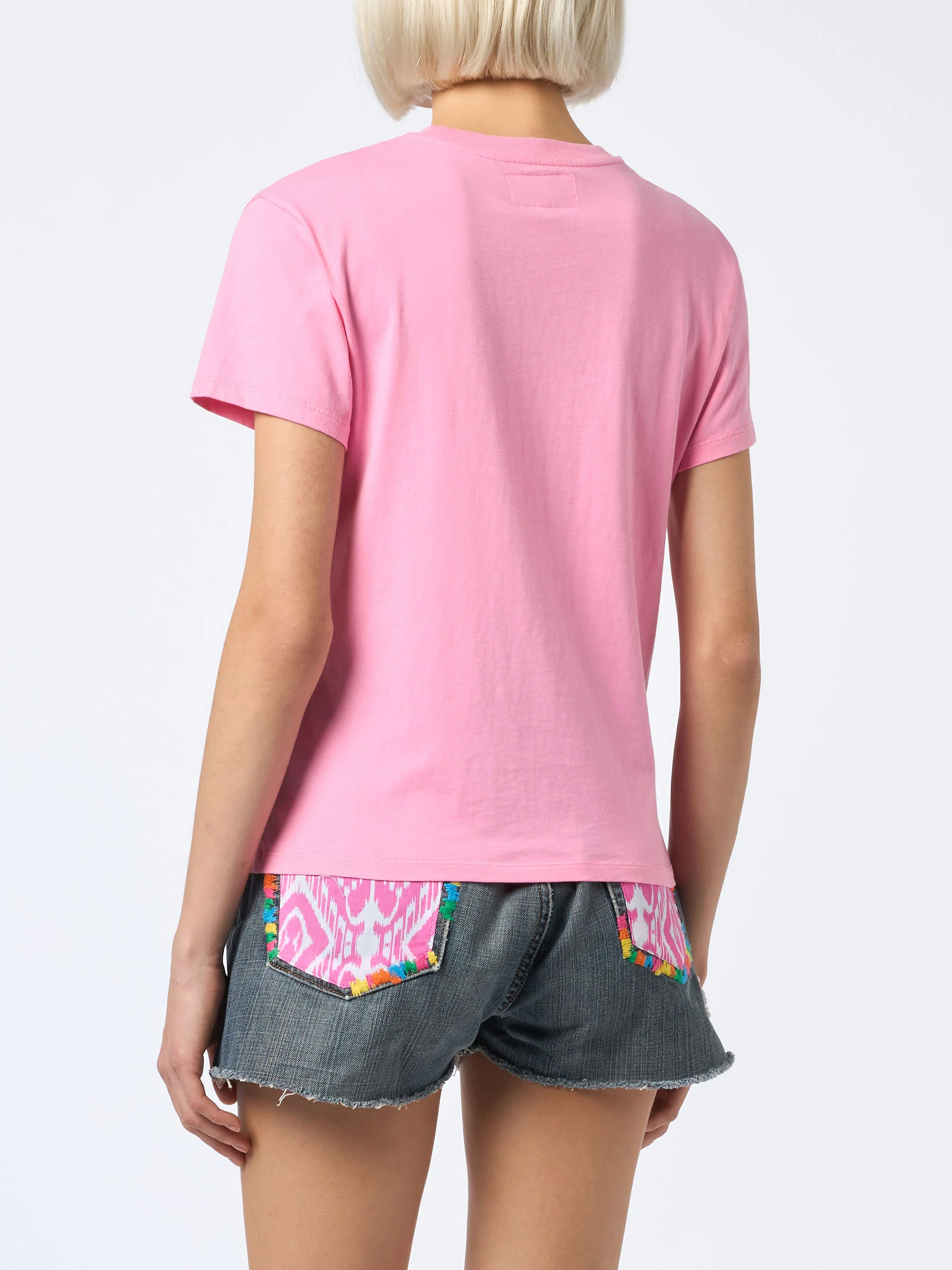 Emilie dames T-shirt met ronde hals, gemaakt van katoenen jersey met Saint-print.