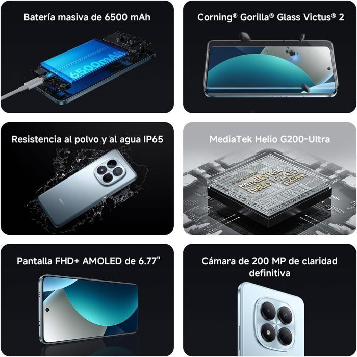 Smartphone Xiaomi Redmi Note 15 Pro 4G con 12 GB di RAM, 512 GB di memoria interna, colore grigio titanio, batteria da 6500 mAh, fotocamera da 200 MP e display AMOLED da 6,77'' - Versione globale.