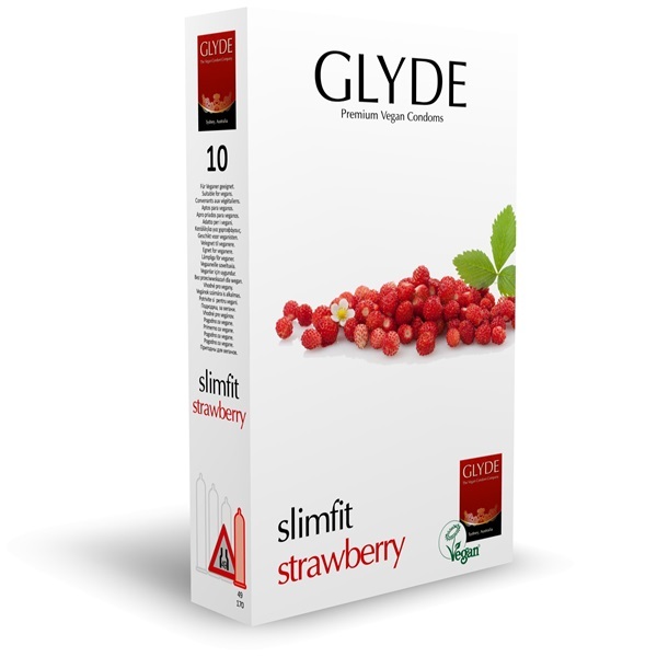 Veganské kondomy Glyde Ultra Slimfit s jahodovou příchutí, 10 ks | Zdraví | Superdrug