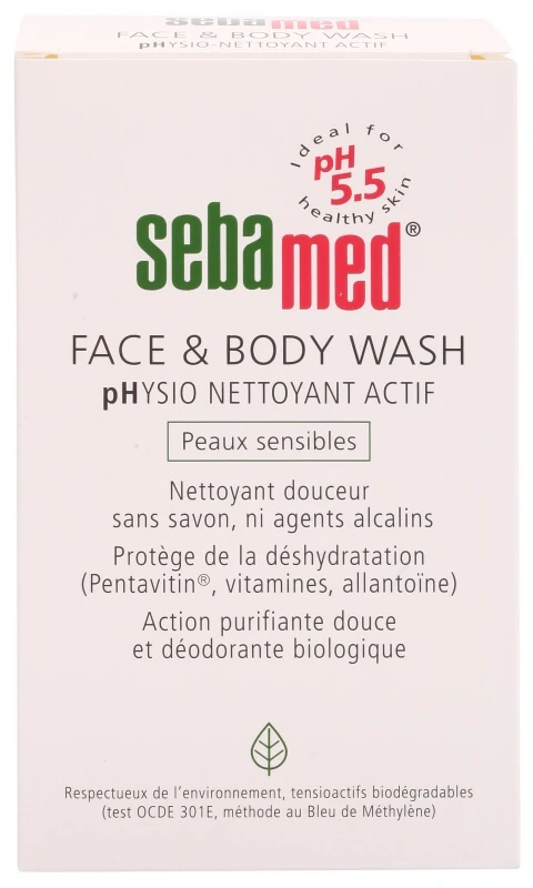 Sebamed Face & Body Wash Sensitive Skin: milde reinigingsemulsie voor gezicht en lichaam, speciaal ontwikkeld voor de gevoelige huid.