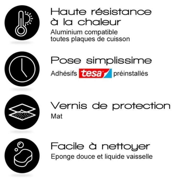 Fond de hotte en aluminium - effet carreaux de ciment dulce - 70x60 cm - 99 Déco