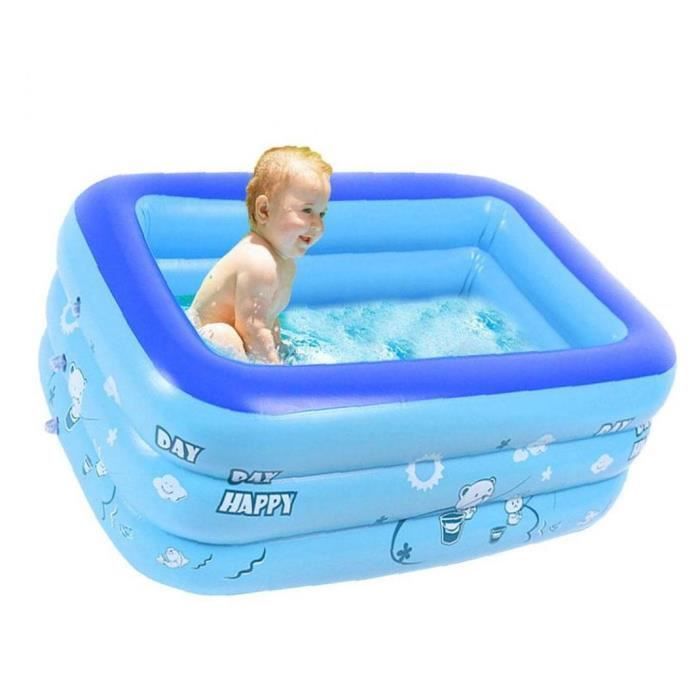Kiddie Pool Pools Portables Pour Enfants, Baignoire gonflable Solide Baignoire Piscine rectangulaire facile à assembler, bleu