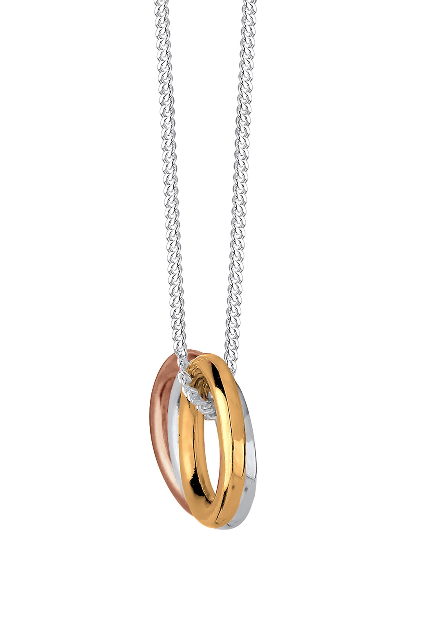 Elli Femme Pendentif Cercle Tendance Tri-Couleur en Argent Sterling 925