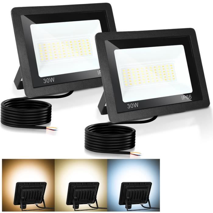 Hengda 2 Refletores LED de 30W, Iluminação Externa, Classificação IP66, Holofotes LED para Jardim