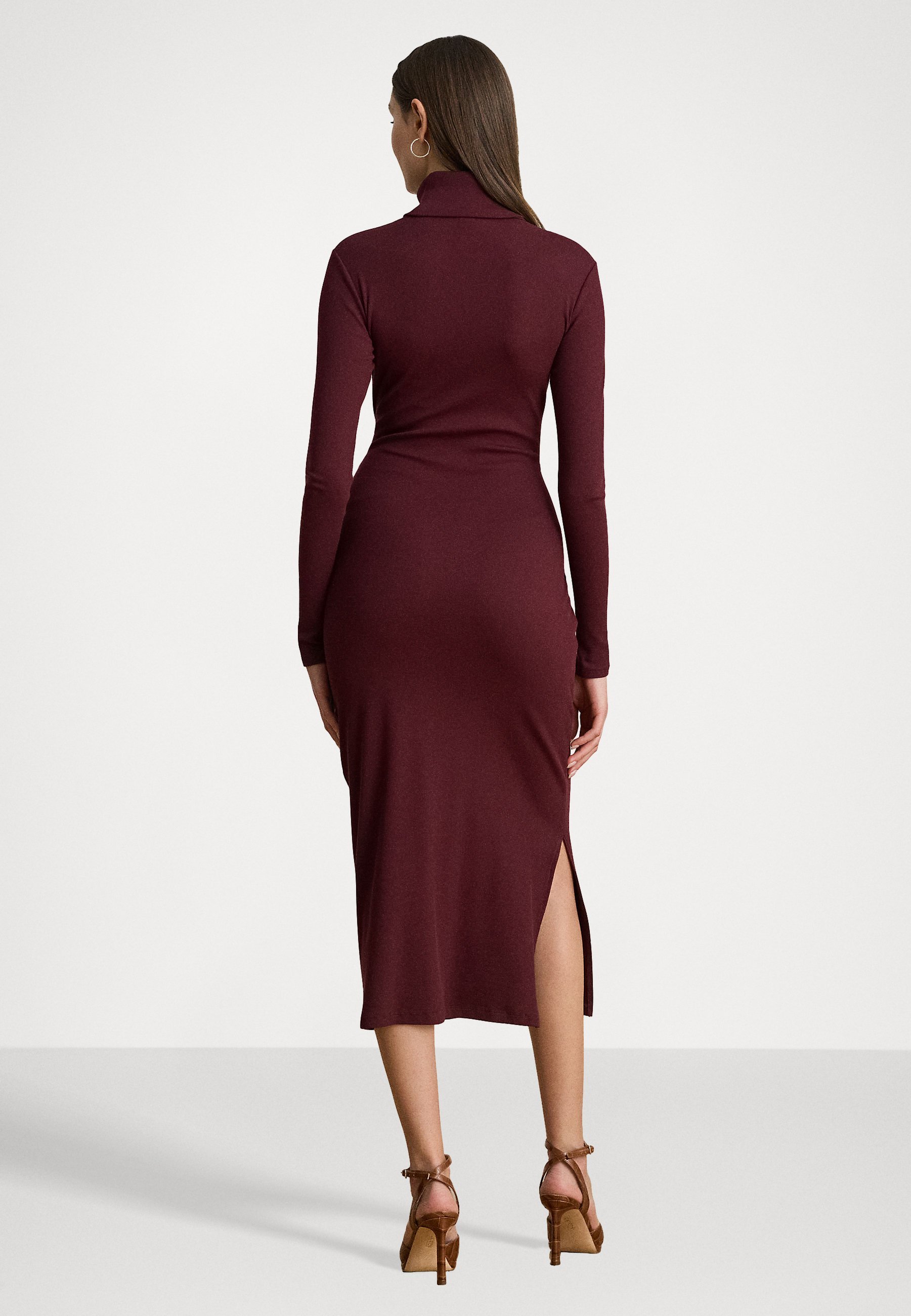 Robe Lauren Ralph Lauren Petite à col roulé et nœud sur le devant - Robe de jour - grenat foncé