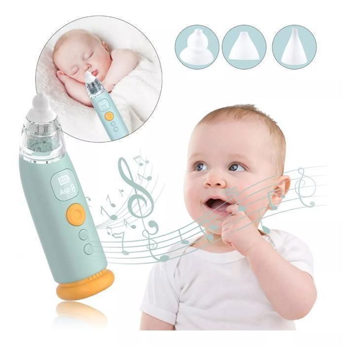 Aspirador nasal eléctrico recargable para bebés, 3 puntas reutilizables, ventosa nasal para bebés