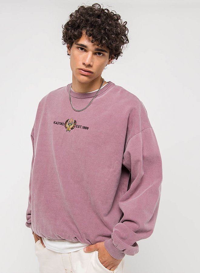 Kaotiko CREW WASHED BEETLE - Genser - bordeaux