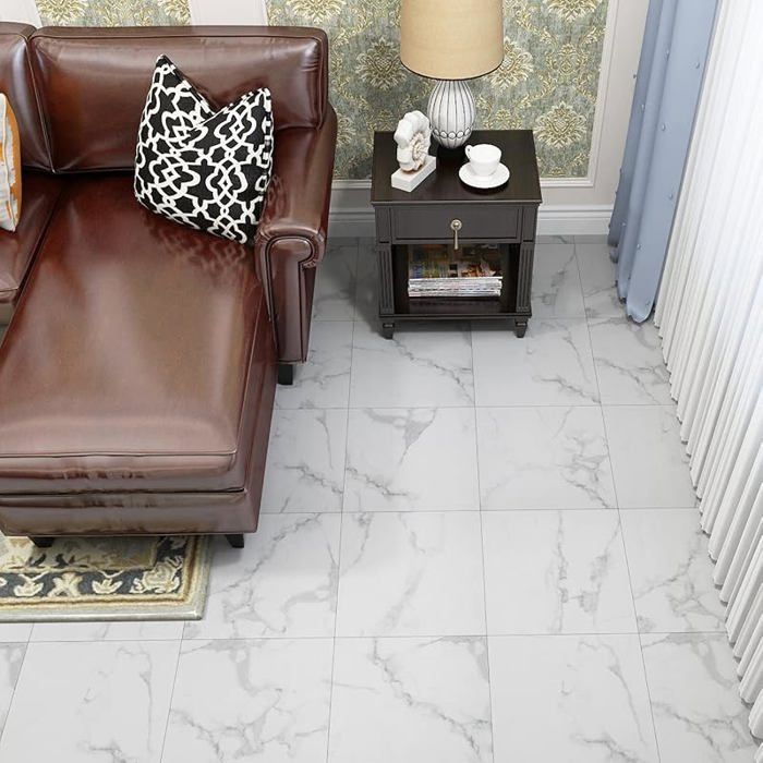 Suelo de PVC autoadhesivo grueso para baño, impermeable, baldosas adhesivas con efecto mármol blanco, 30x30cm, 30x30cm, suelo de PVC 4D