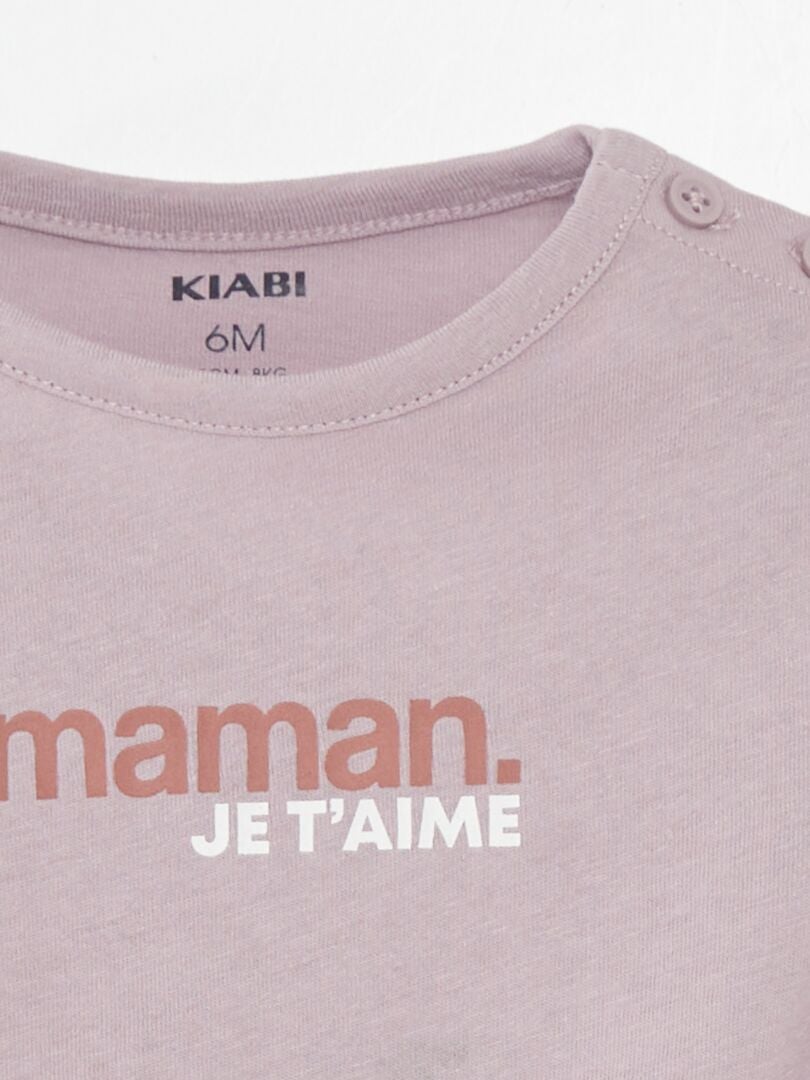 T-shirt met korte mouwen en opdruk - PAARS