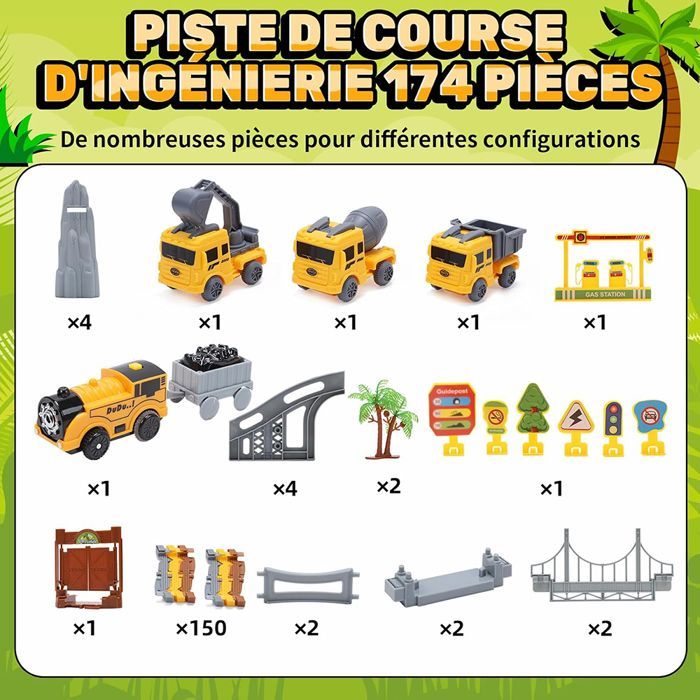 Circuito de carreras infantil, set de ingeniería MARSEE con pistas flexibles, para niños y niñas de 3 a 6 años (178 piezas)