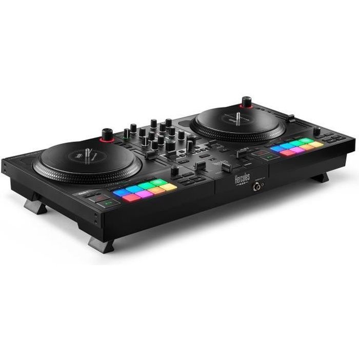 HERCULES DJCONTROL INPULSE T7 - Controlador de DJ motorizado negro con dos decks