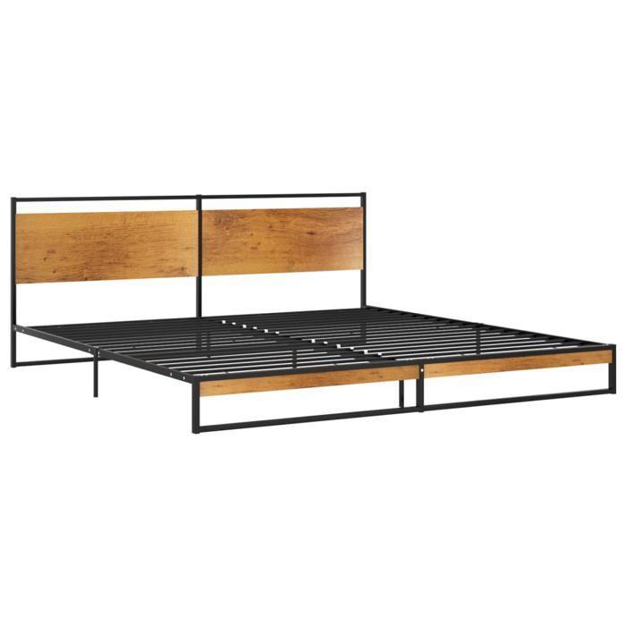 Cama negra de 200 x 200 cm - Metal - Carga máxima 150 kg - Estructura de cama - Colchón no incluido - Metal 200x200 cm 005_970919