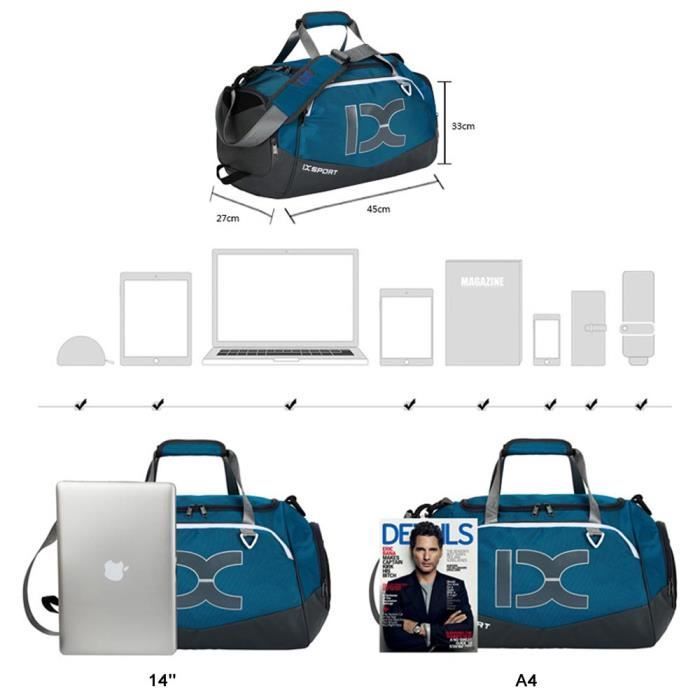 Bolsa deportiva con compartimento para zapatos, impermeable, bolsa de viaje de gran capacidad para hombres y mujeres, para gimnasio y fitness - Rojo y blanco