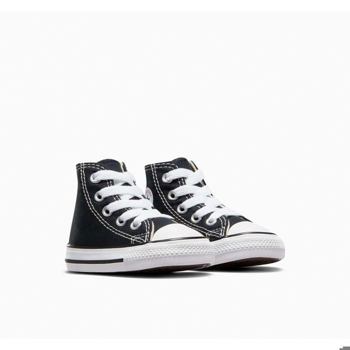 Converse Chuck Taylor All Star - Sneaker alta unisex per neonati, nera, in tessuto, con lacci