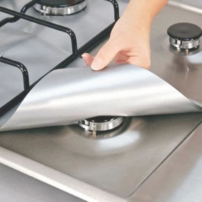 4 stuks herbruikbare aluminiumfolie afdekkingen voor gasfornuis, perfect voor het schoonmaken van de keuken @yin1378