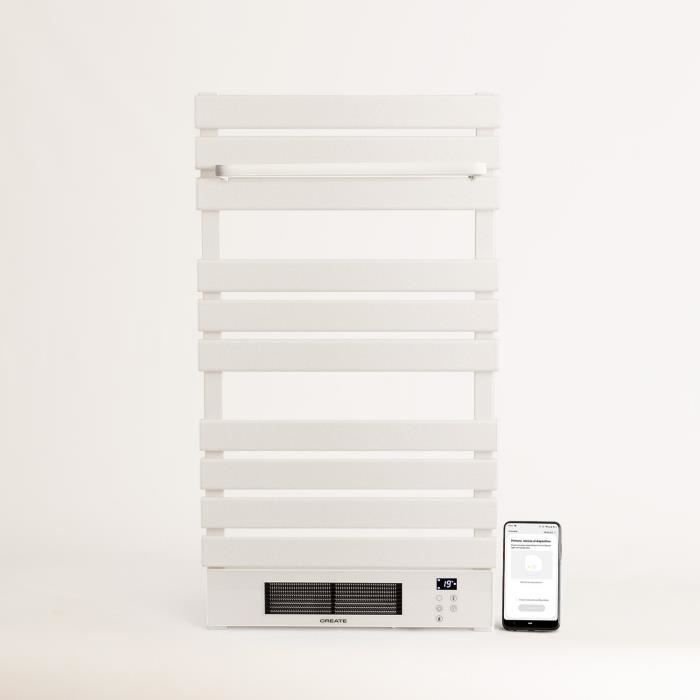Sèche-serviettes électrique - CREATE - WARM TOWEL PRO - 500/1500W - WiFi - Aluminium Blanc