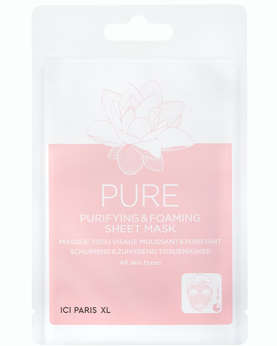 ICI PARIS XL PURE Mască de șervețele spumantă și purificatoare cu cărbune