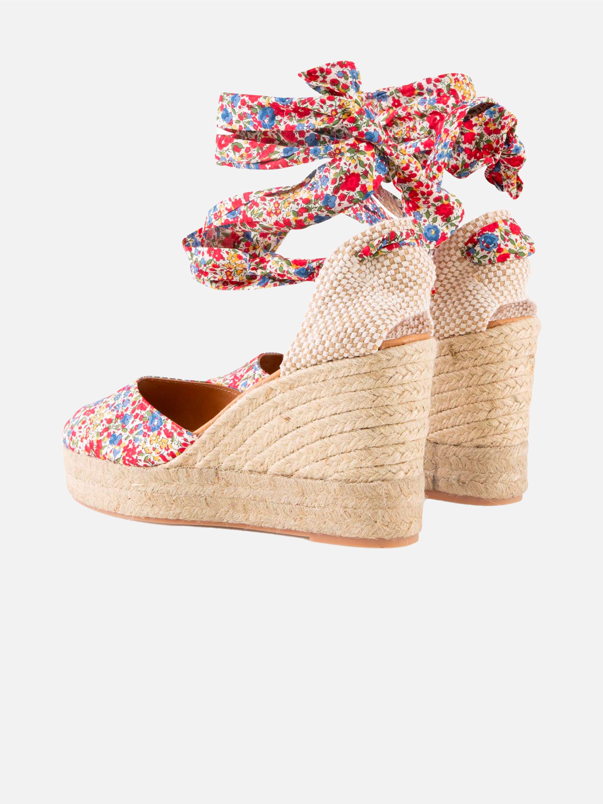 Espadrilles mit hohem Keilabsatz und Knöchelriemen