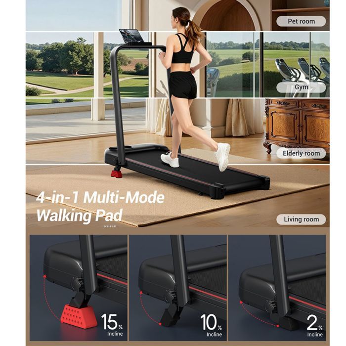 Tapis roulant ROBORE U18F - Inclinazione 15% - Velocità massima 10,5 km/h - Motore 2,5 HP - 3 livelli di inclinazione - Portata massima 136 kg - Display a LED