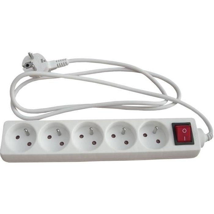 Multipresa ZENITECH a 5 prese da 16 A con interruttore - Bianca