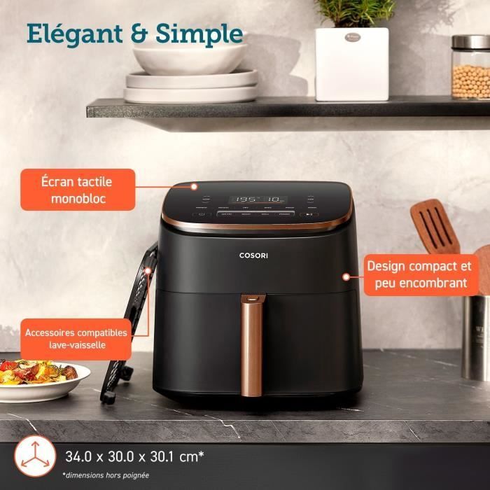 COSORI Turbo Blaze Chef Edition Airfryer - 6L kapacitet - 6 programmer - 1725W - Sort