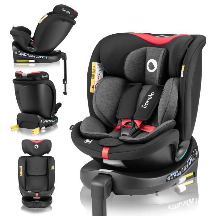 Seggiolino auto convertibile LIONELO Navy i-Size - Base girevole a 360° - 40-150 cm - ISOFIX - Gruppo 0+/1/2/3 - Rosso
