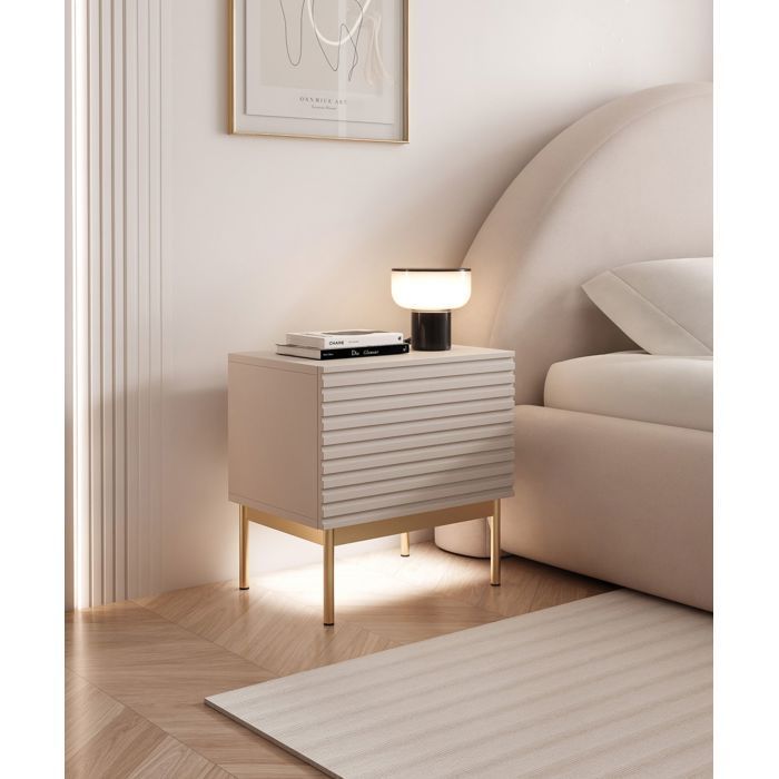 Bedside table with LED - LINEARIS - 46 cm - cashmere grey
