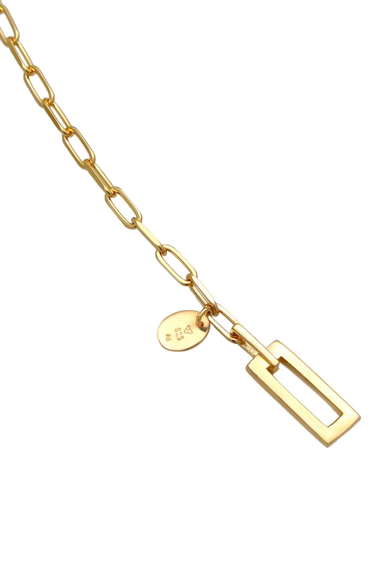 Elli PREMIUM Collier à maillons pour femmes - Fermeture à barre en T - Blogueuse tendance en argent sterling 925 plaqué or