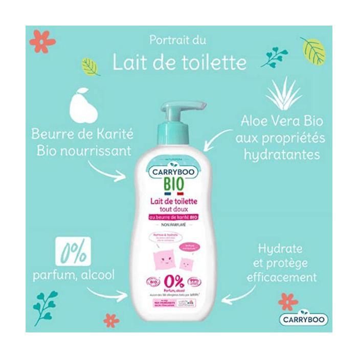 Carryboo Soins Lait de Toilette Tout Doux Beurre de Karité Bio 500ml