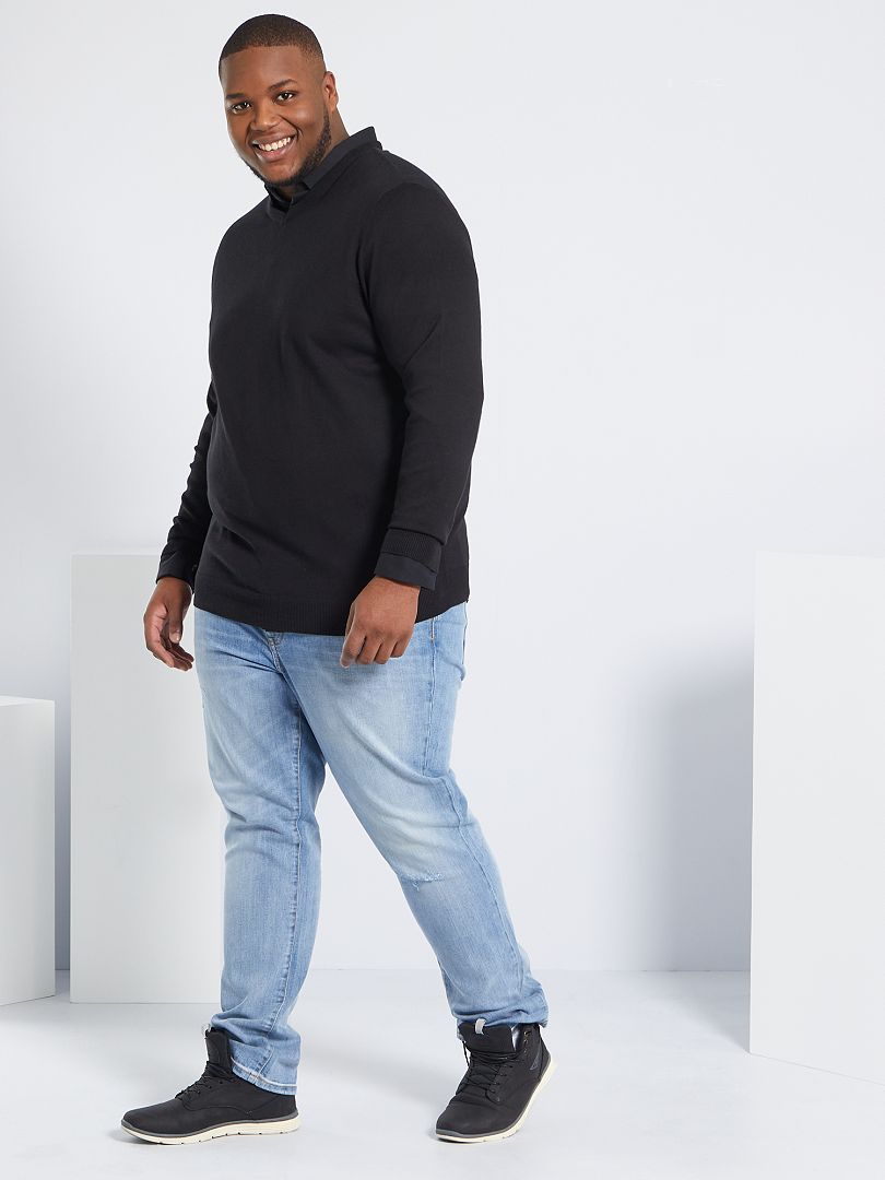 Stretch twill overhemd - zwart