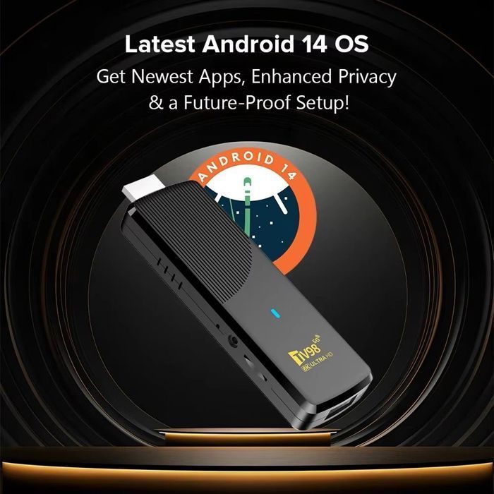 Smart TV Stick Android 14, Streaming 8K, Dual WiFi 2.4/5 GHz, 2Go RAM + 16Go ROM, H313 Quad Core, Bluetooth, Télécommande Vocale