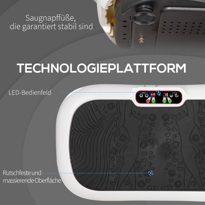 Plataforma vibratoria para fitness, 99 niveles de vibración, 200 W, blanca