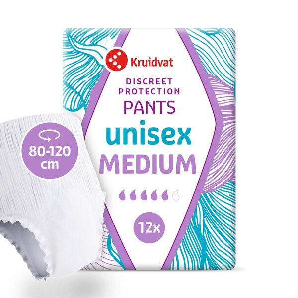 Kruidvat Discreet Protection Unisex Medium Incontinence Pants<br>white, size M, 12 pieces