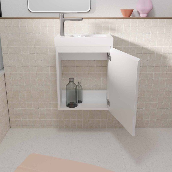 Mueble de lavabo blanco de 40x50x22 cm con cubeta de SMC - ELEMENTARY